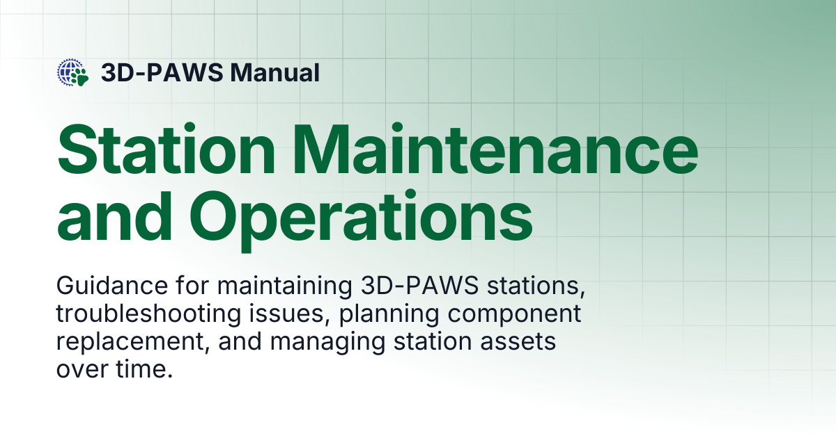 Station Maintenance and Operations | 3D-PAWS Manual