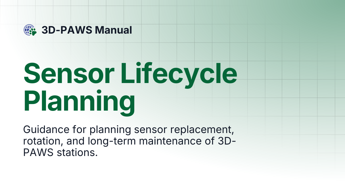 Sensor Lifecycle Planning | 3D-PAWS Manual