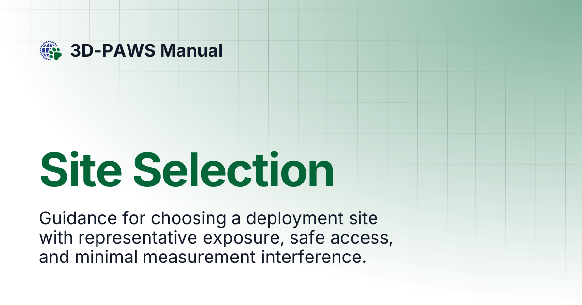 Site Selection | 3D-PAWS Manual