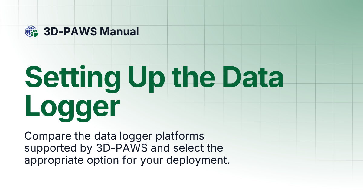 Setting Up the Data Logger | 3D-PAWS Manual